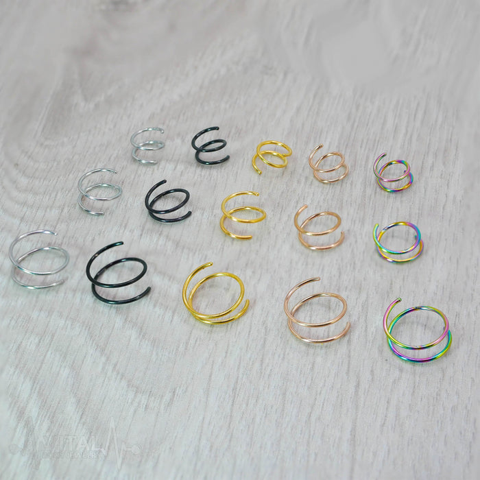 20G Surgical Steel Double Hoop Ring Earrings, for lobe, cartilage, nose and more. Silver, Black, Gold, Rose Gold and Rainbow Colors