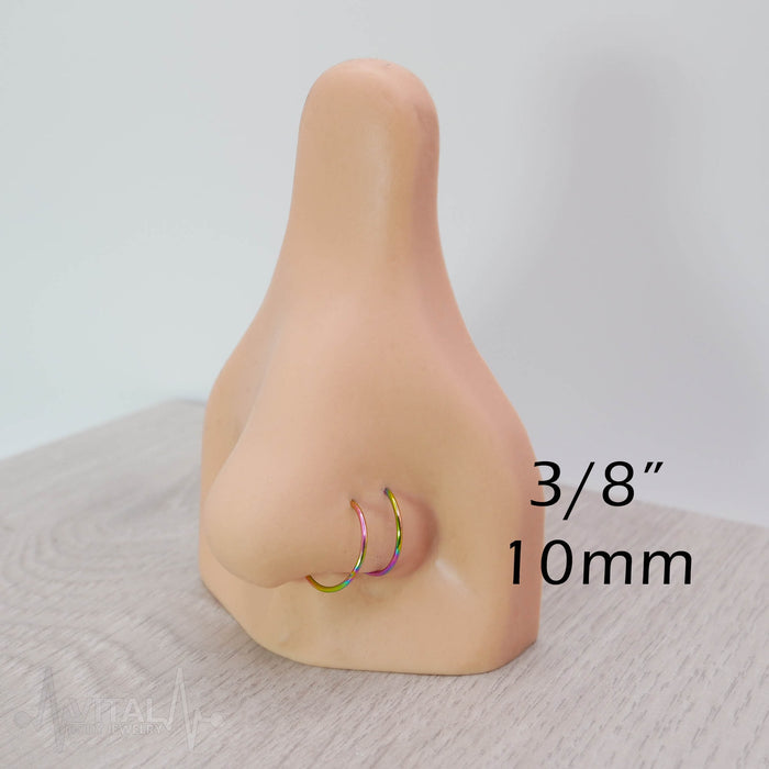 20G surgical steel double hoop earrings with open hoop design, suitable for lobe and cartilage piercings, available in various colors.