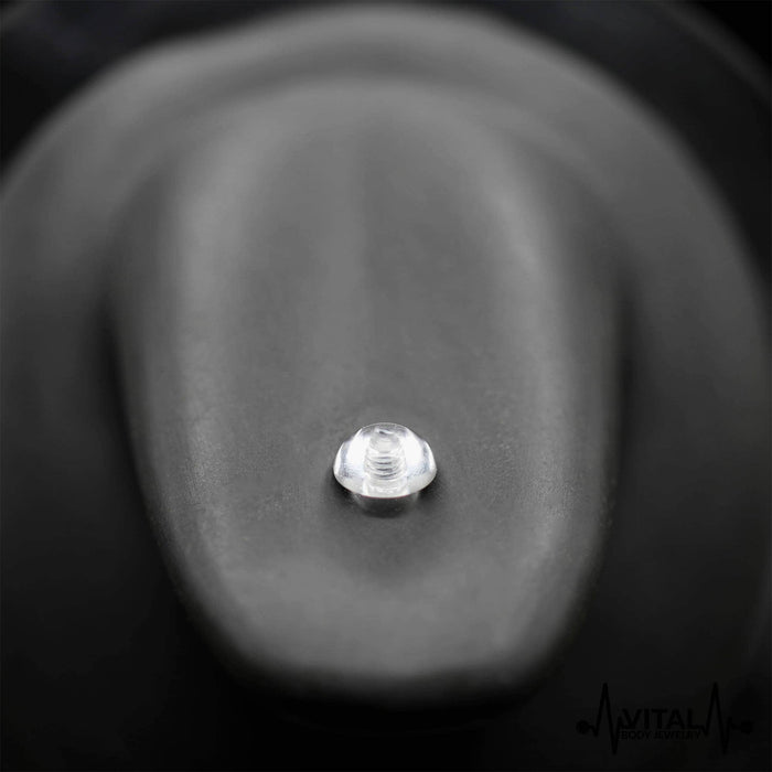 14G Retainer Tongue barbell, Acrylic and Flexible with Half Ball in Pink, Clear and Flesh colors