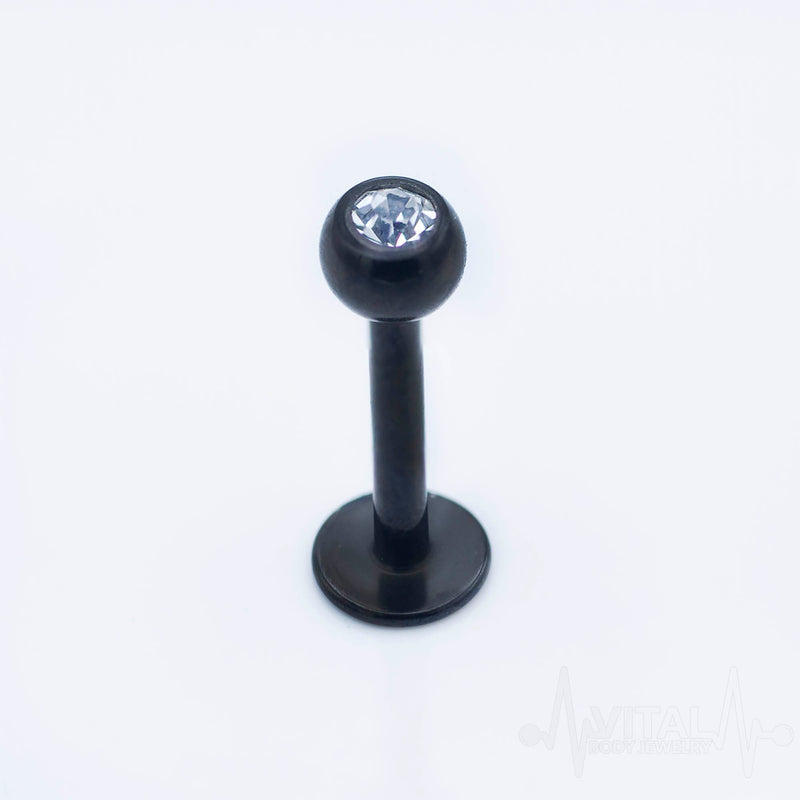 16G surgical steel labret stud with 3mm jeweled ball end for versatile lip and cartilage piercings