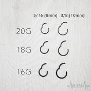 14G titanium hinged segment nose ring with sleek black finish, designed for comfort and durability in everyday wear