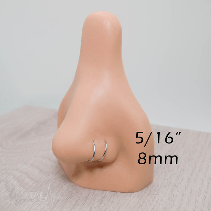 20G surgical steel double hoop earrings with open hoop design, perfect for lobe or cartilage piercings, available in multiple colors.