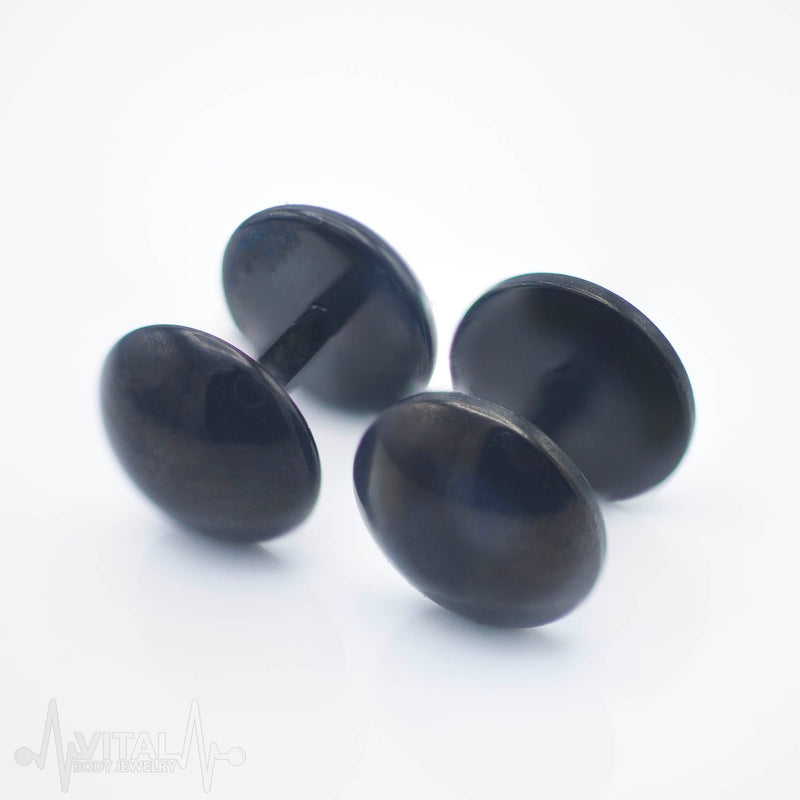 16G surgical steel dome fake plugs available in black, gold, rose gold, rainbow, blue, and purple for a stylish look without commitment