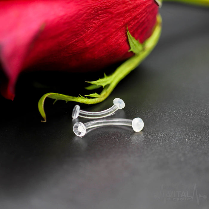 16G Acrylic Curved Belly Ring Barbell Retainer with Silicone O top
