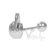 14G surgical steel tongue ring with playful "Fuck Off Mate!" design for bold expression and comfortable everyday wear
