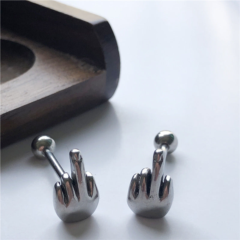14G surgical steel tongue ring with "Fuck Off Mate!" design, externally threaded for easy insertion and a comfortable fit